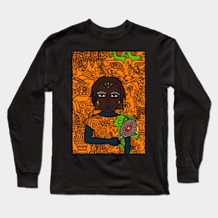 Majestic Digital Queen Collectible - Character with FemaleMask, AfricanEye Color, and DarkSkin on TeePublic Long Sleeve T-Shirt